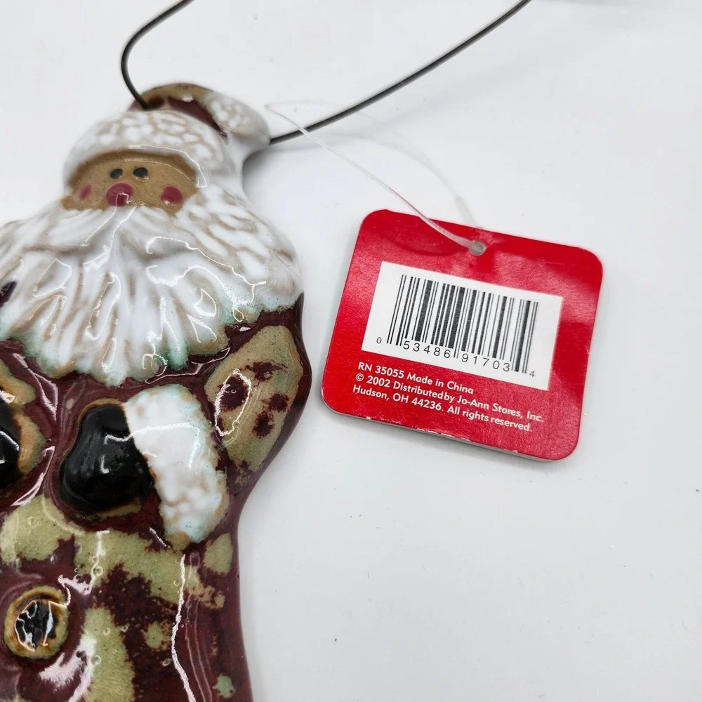 Santa's Workbench Ceramic Father Christmas Wall Decor Mottled Glaze 2002